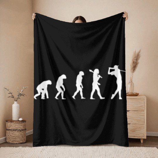 Evolution Of Golfers - Golfer Throw Blankets