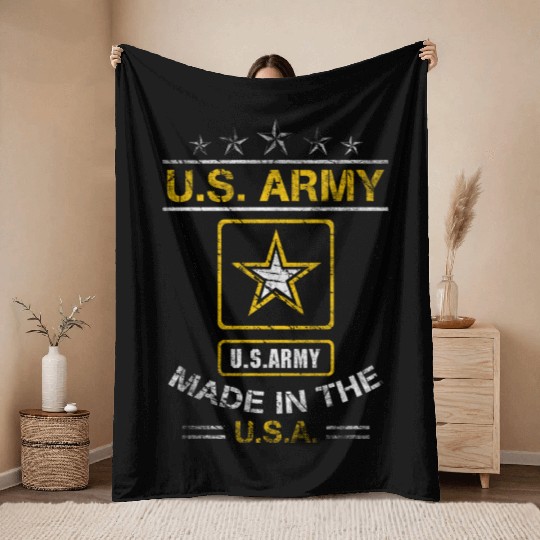 US Army Veteran Army Dad Military Veterans Day Throw Blankets