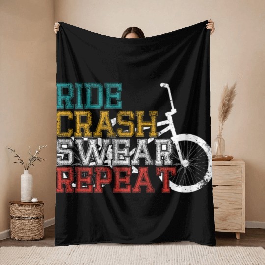 Ride crash swear repeat Throw Blankets