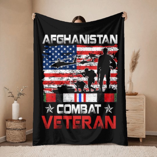 Afghanistan Combat Veteran US Veteran Military Throw Blankets
