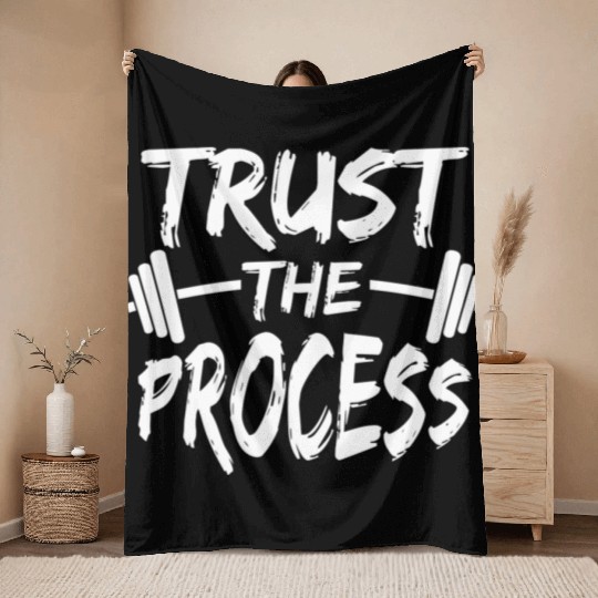 Trust The Process Motivational Quote Gym Workout S Throw Blankets