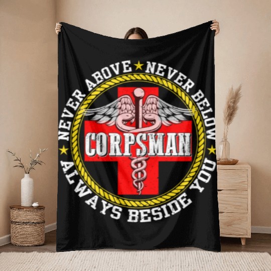 Corpsman Devil Doc Corpsman US Army Throw Blankets
