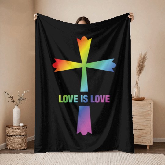 God Gay Christian LGBT Throw Blankets