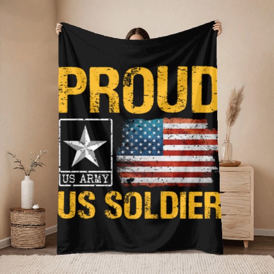 Proud Army Son Army Mom US Army Memorial Day Throw Blankets