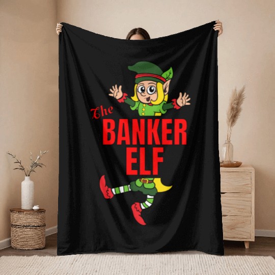 The Banker Elf Elves Christmas XMAS Throw Blankets