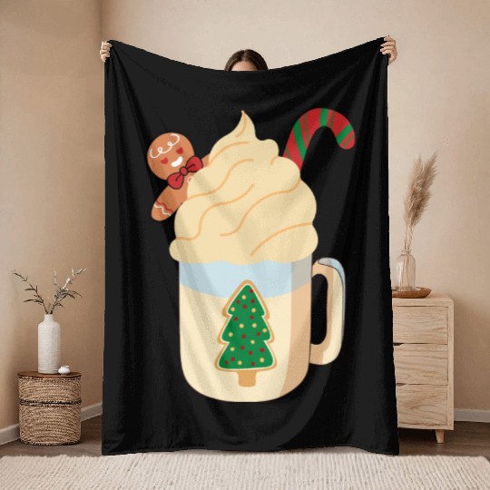 Candy Cane and Hot Cocoa, Hot Chocolate Throw Blankets
