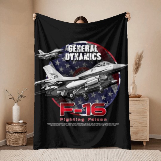 F-16 Fighting Falcon General Dynamics Fighter Jet Throw Blankets