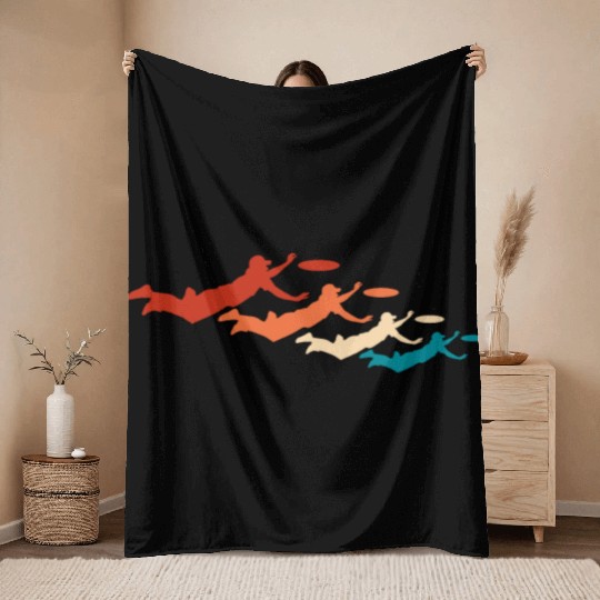 Ultimate Frisbee Retro Vintage Throw Blankets