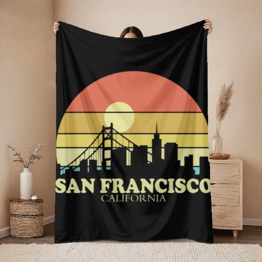 San Francisco Sunset Throw Blankets