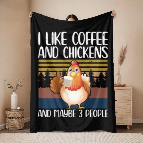 Chickens And Coffee | Chicken Throw Blankets