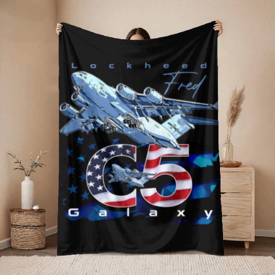 C5 Galaxy Us Air Force Aircraft Throw Blankets