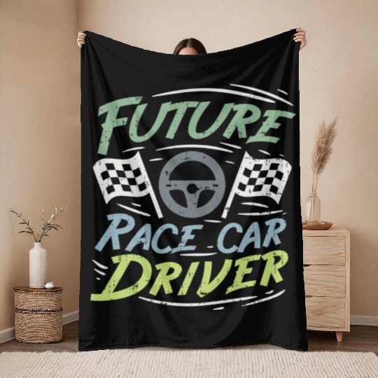 Future Race Car Driver Kids Racing Driver Gift Throw Blankets