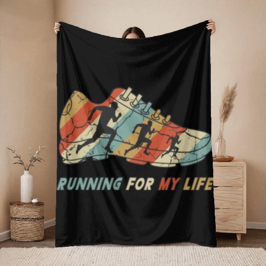 running for my life Throw Blankets