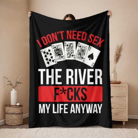 Funny Poker Player Poker Cards and Chips Poker Throw Blankets
