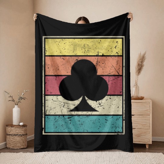 Clubs Playing Card Poker Symbol Throw Blankets