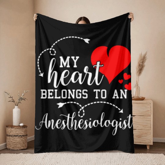 I Love My Anesthesiologist Husband Wife Gift Valen Throw Blankets