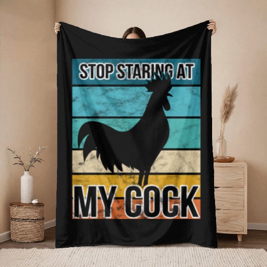 Cock Stop staring at my cock Throw Blankets
