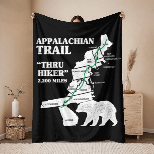 Thruh Hiker, Appalachian Trail - US Trail Throw Blankets