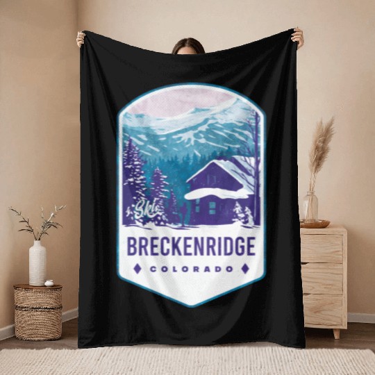 Breckenridge Colorado Ski Badge Throw Blankets
