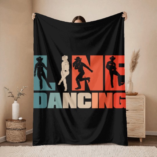 Retro Line Dancing Vintage Western Country Dance Throw Blankets