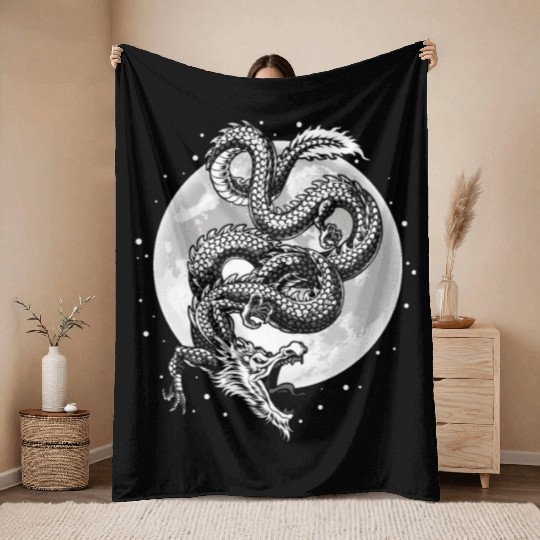 Chinese And Japanese Dragon Throw Blankets