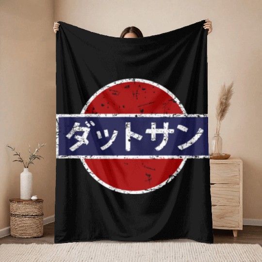 Datsun Vintage Japanese Car Throw Blankets