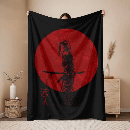 Ronin Samurai Japan Warrior Throw Blankets