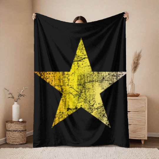 Gold Star - Golden Star VINTAGE Throw Blankets