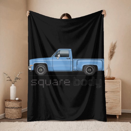 Square Body Light Blue Throw Blankets