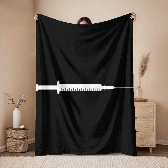Syringe White, Doctor Throw Blankets