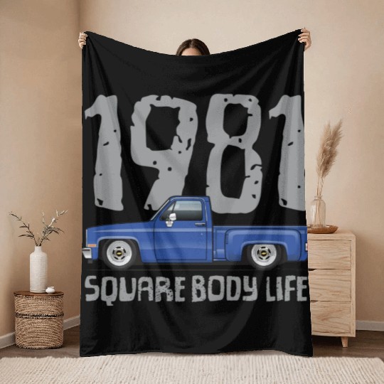 1981 Square Body Life Bright Blue Throw Blankets