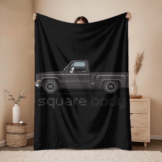 Square Body Black Throw Blankets