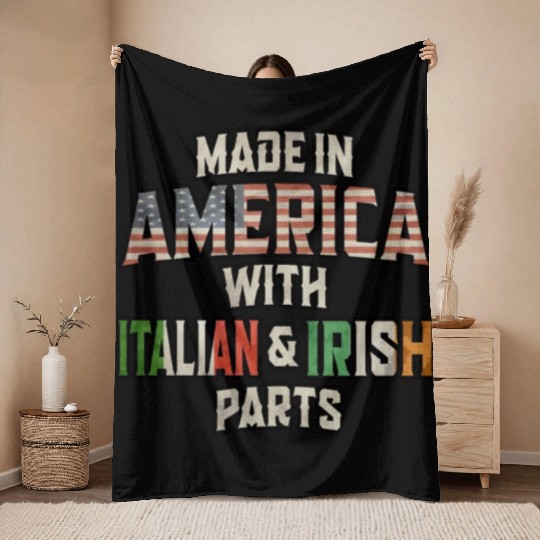Italian And Irish Made In America Mix Heritage Vin Throw Blankets