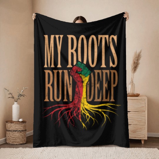 My RootsRun Deep Black History Black Pride Throw Blankets