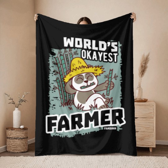 World's Okayest Farmer Throw Blankets