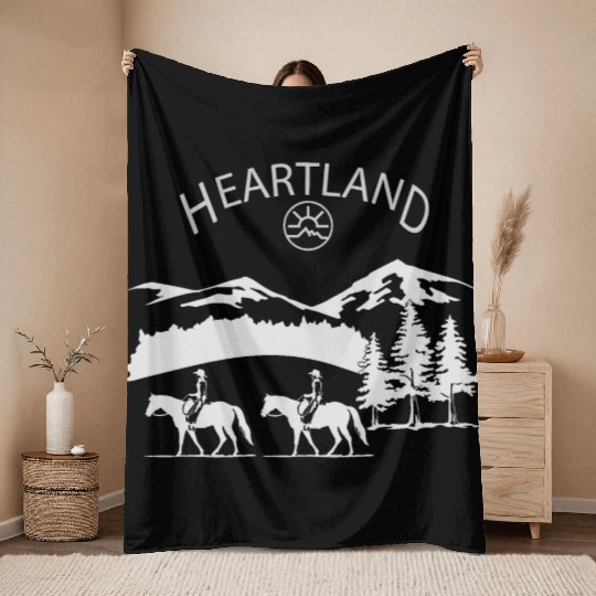 heartland ranch, heartland, sunset, vintage, retro Throw Blankets