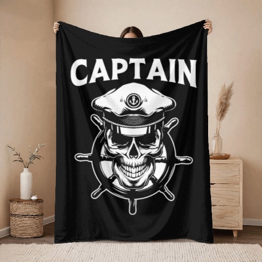 Sailing Captain Skulls Matching Couple Cruise Throw Blankets