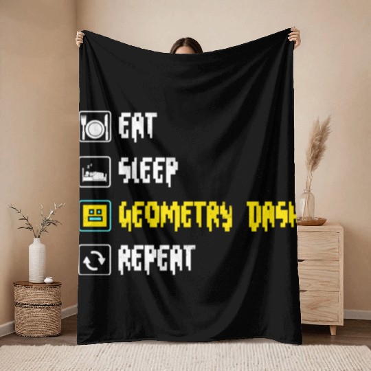 Eat sleep geometry dash repeat retro Jumper Repeat Throw Blankets