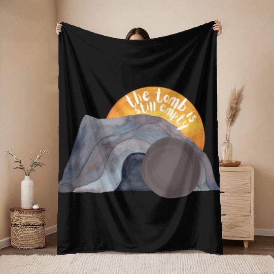 The tomb was empty Christian easter sunset Throw Blankets