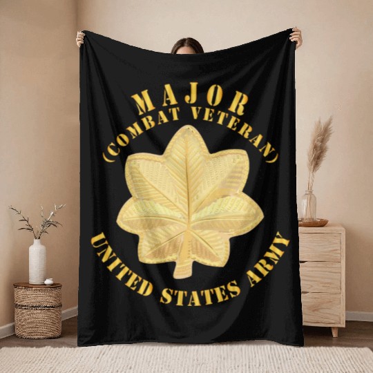 Army Major MAJ Combat Veteran V1 Throw Blankets