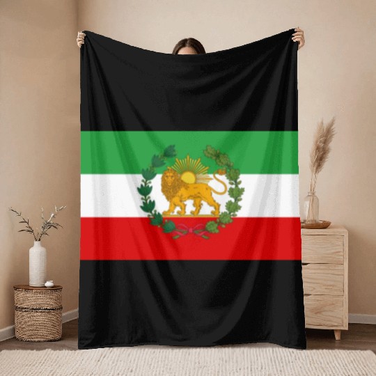 Flag of Iran Lion and Sun Throw Blankets