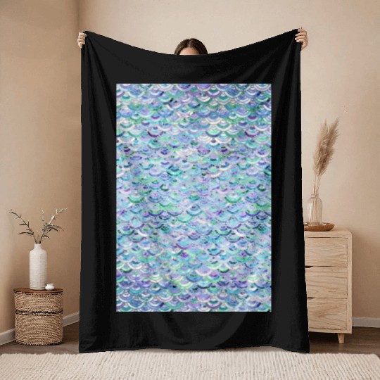 Marble Mosaic in Sapphire and Emerald Throw Blankets