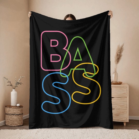 Modern LGBTQ Color BASS Typography for bassists Throw Blankets