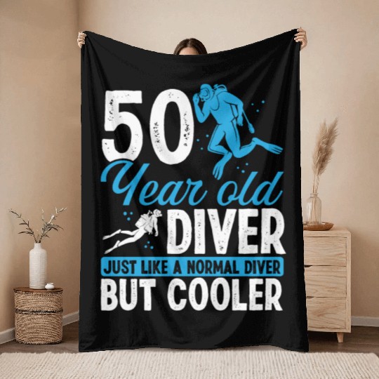 50th Birthday Scuba Divers Scuba Diving 50 Years Throw Blankets