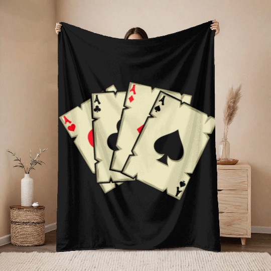 Poker cards Dealer Gift Throw Blankets