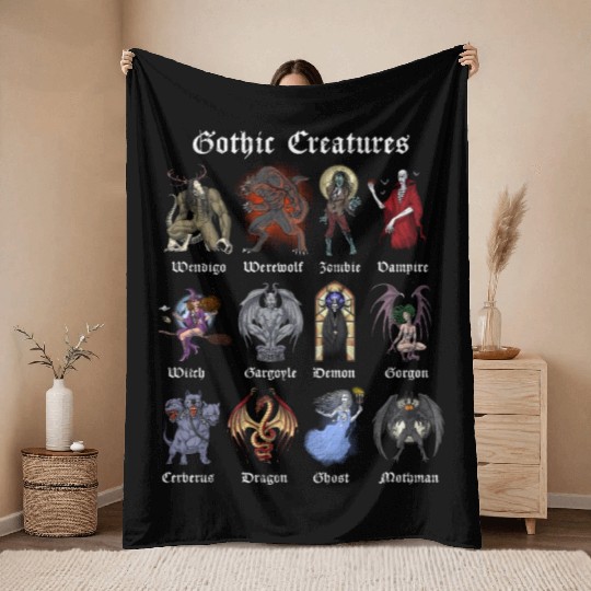 Cryptid Mythical Creatures Throw Blankets