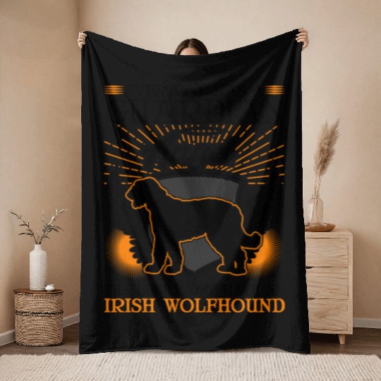 Irish Wolfhound Guardian Angel Throw Blankets