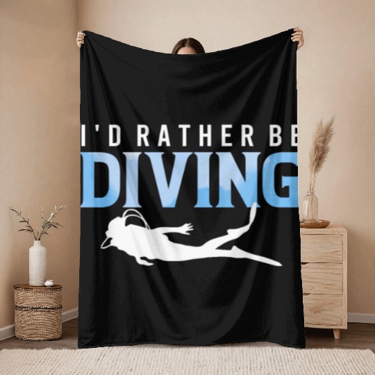 I'd Rather Be Diving - Ocean Diving Instructor Throw Blankets