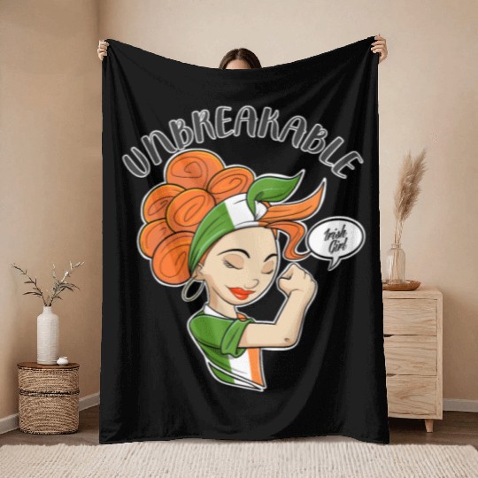Irish Girl Unbreakable I Irish Heritage I Ireland Throw Blankets
