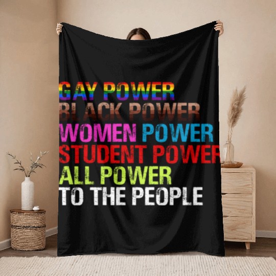 Gay Power Black Power Women Power LGBTQ Gay Pride Throw Blankets